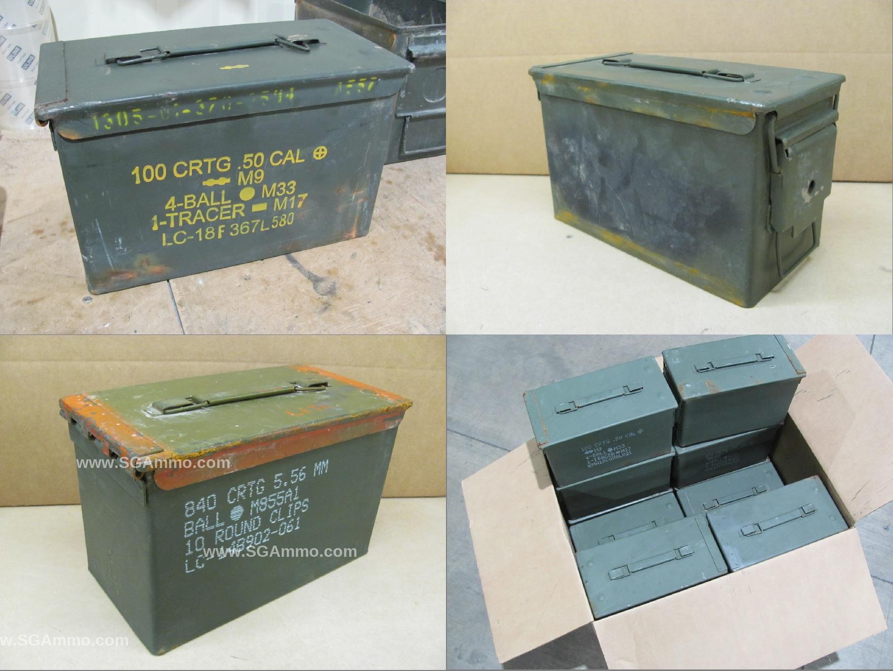 12 Pack of Emptied Used 50 Cal M2A1 or M2A2 Type Ammo cans - Mixed Condition - Read Description